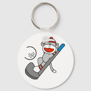 Sock Monkey Golf Keychain