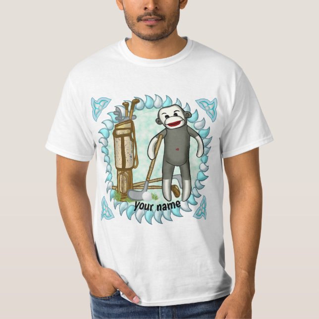 Sock Monkey Golf  t-shirt (Front)