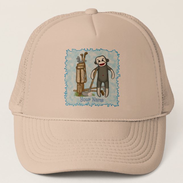 Sock Monkey Golf Trucker Hat (Front)