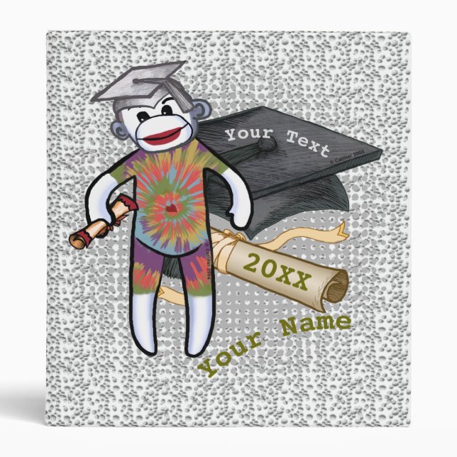 Sock Monkey Graduation  custom binder (Front)