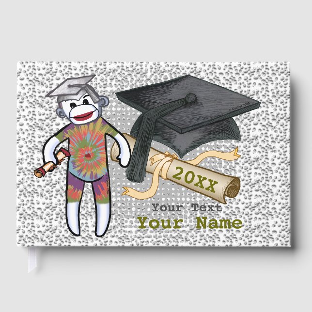 Sock Monkey Graduation  Guest Book (Front)