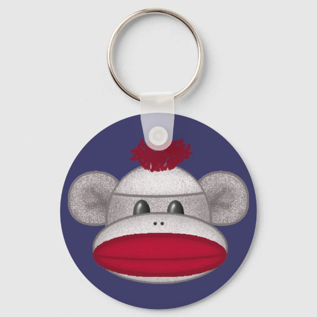 Sock Monkey Head Keychain (Front)