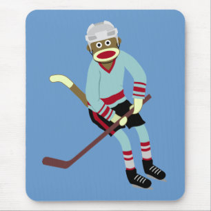 Sock Monkey Hockey Player Mouse Pad