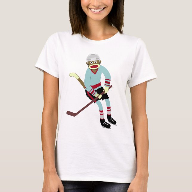 Sock Monkey Hockey Player T-Shirt (Front)