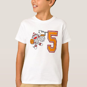 Sock Monkey Hoops 5th Birthday T-Shirt