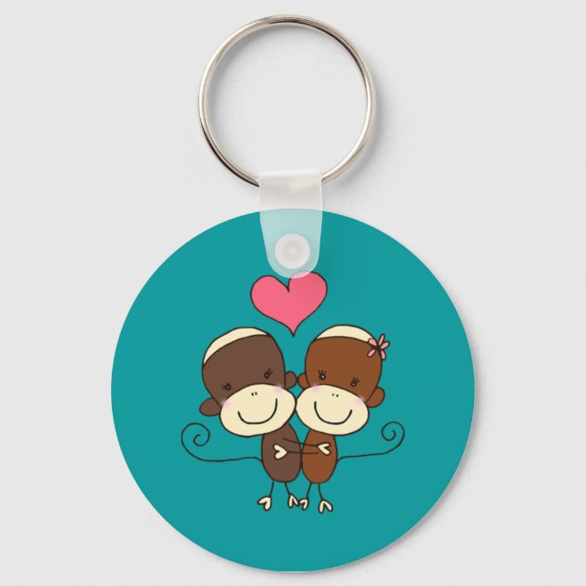 Sock Monkey Hugz Keychain (Front)