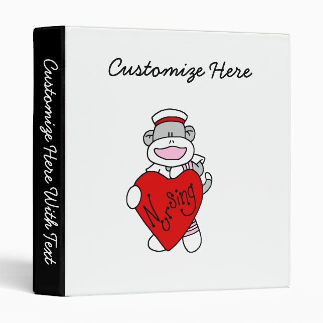 Sock Monkey I Love Nursing T-shirts and Gifts Binder (Front/Spine)