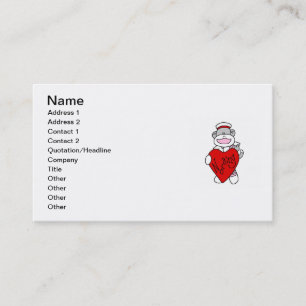 Sock Monkey I Love Nursing T-shirts and Gifts Business Card