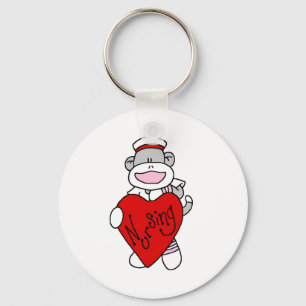 Sock Monkey I Love Nursing T-shirts and Gifts Keychain
