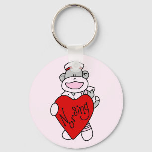 Sock Monkey I Love Nursing T-shirts and Gifts Keychain