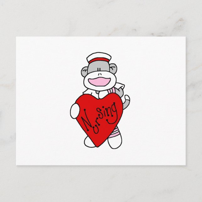 Sock Monkey I Love Nursing T-shirts and Gifts Postcard (Front)
