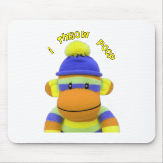Sock Monkey "I Throw Poop" Design--Adorable Mouse Pad