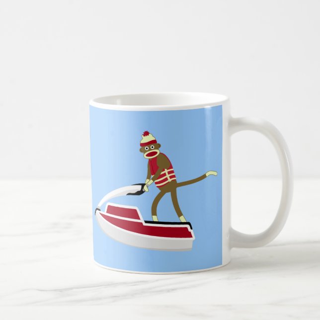 Sock Monkey Jetski Coffee Mug (Right)