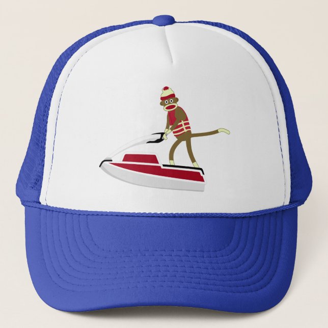 Sock Monkey Jetski Trucker Hat (Front)