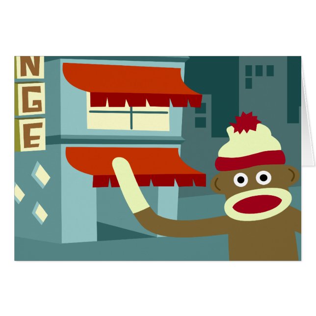 Sock Monkey Lounge Night (Front Horizontal)