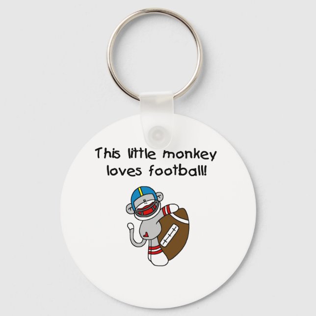 Sock Monkey Loves Football Keychain (Front)