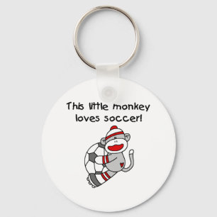 Sock Monkey Loves Soccer Keychain