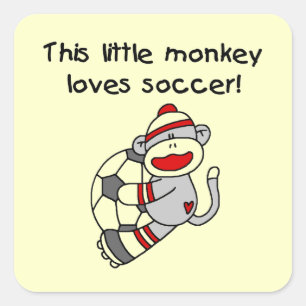 Sock Monkey Loves Soccer T shirts and Gifts Square Sticker