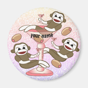Sock Monkey Martini Magnet