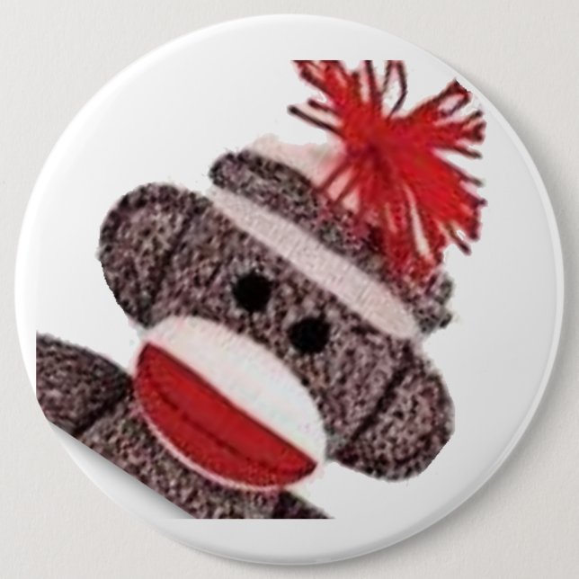 Sock Monkey merchandise products gifts 6 Inch Round Button (Front)