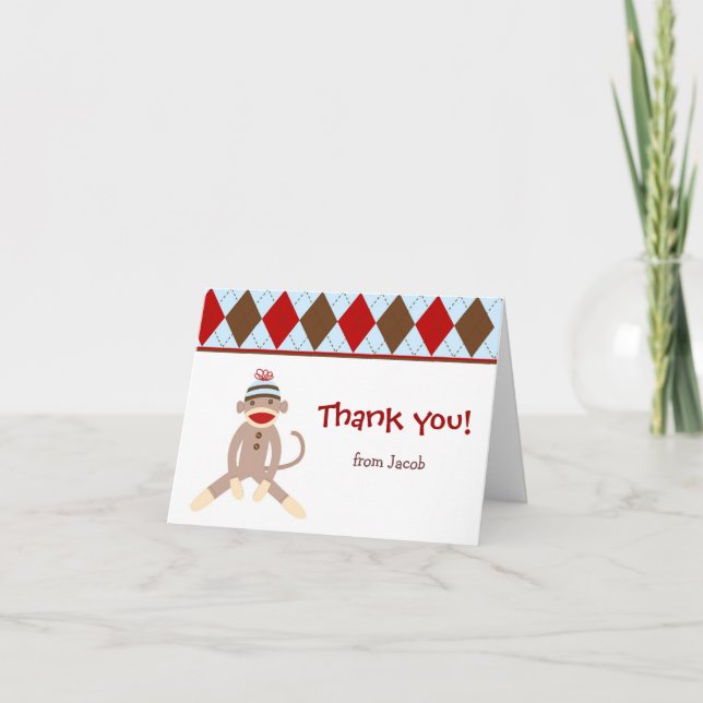 Sock Monkey Merci cartes de notes (Devant)