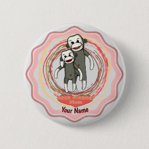 Sock Monkey Mom   2 Inch Round Button