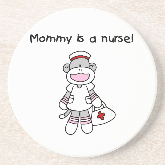 Sock Monkey Mommy Nurse T-shirts and Gifts Coaster (Front)