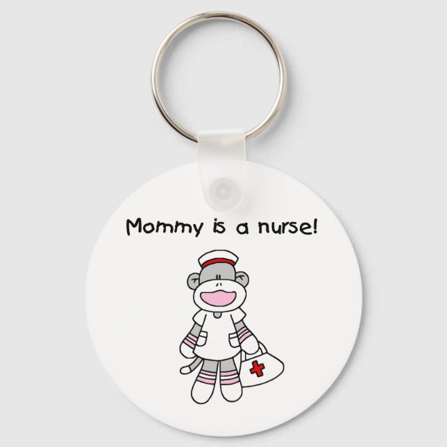 Sock Monkey Mommy Nurse T-shirts and Gifts Keychain (Front)