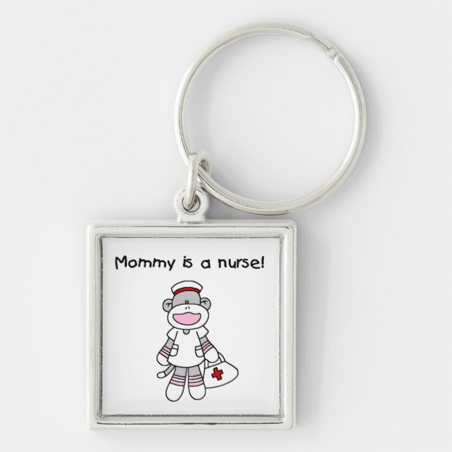 Sock Monkey Mommy Nurse T-shirts and Gifts Keychain (Front)