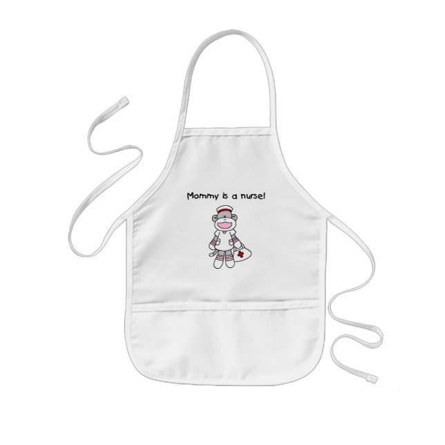 Sock Monkey Mommy Nurse T-shirts and Gifts Kids Apron (Front)