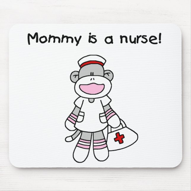 Sock Monkey Mommy Nurse T-shirts and Gifts Mouse Pad (Front)