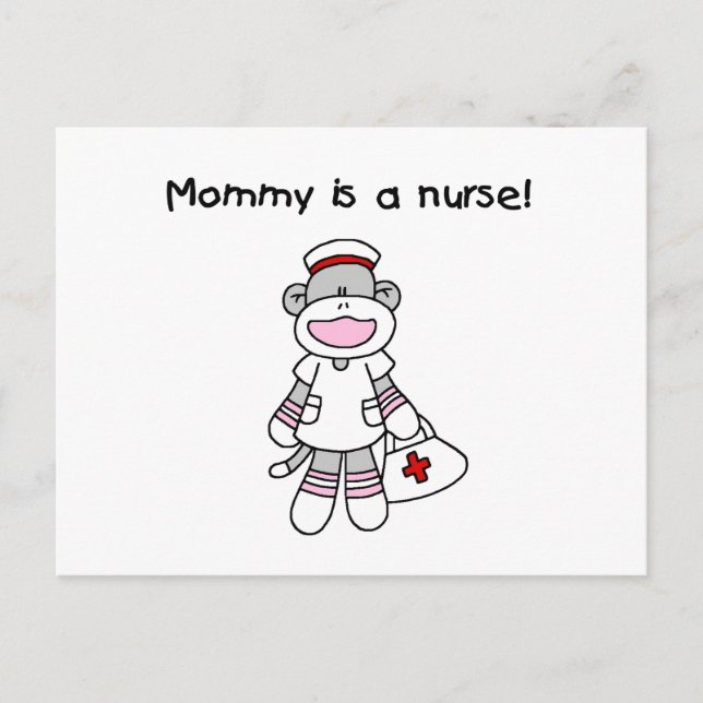 Sock Monkey Mommy Nurse T-shirts and Gifts Postcard (Front)