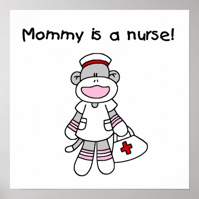 Sock Monkey Mommy Nurse T-shirts and Gifts Poster (Front)
