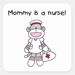 Sock Monkey Mommy Nurse T-shirts and Gifts Square Sticker