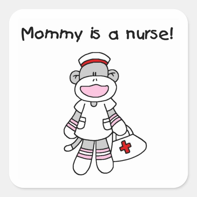 Sock Monkey Mommy Nurse T-shirts and Gifts Square Sticker (Front)