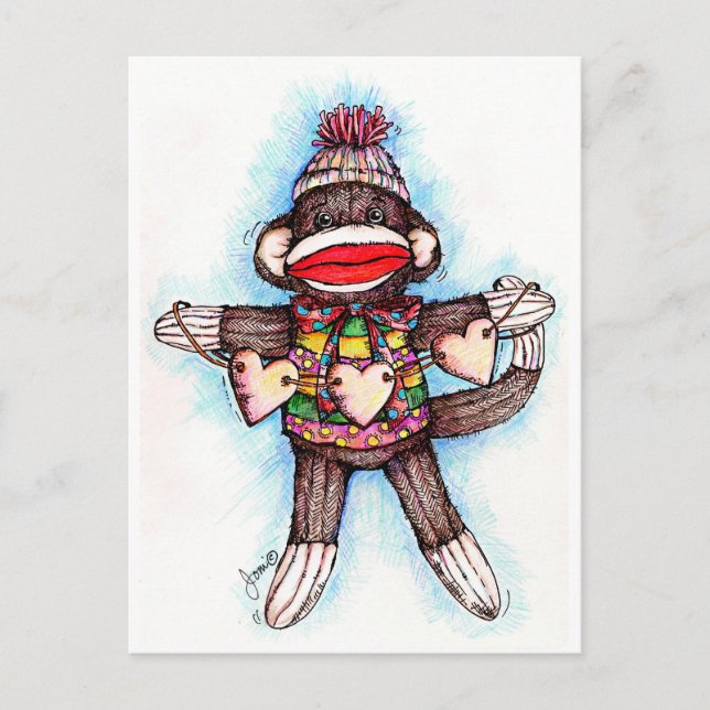 Sock Monkey - Monkey Business Postcard (Front)