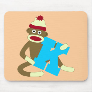 Sock Monkey Monogram Boy K Mouse Pad