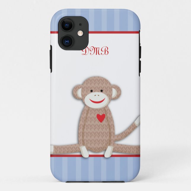 Sock Monkey Monogram iPhone 5 Case (Back)