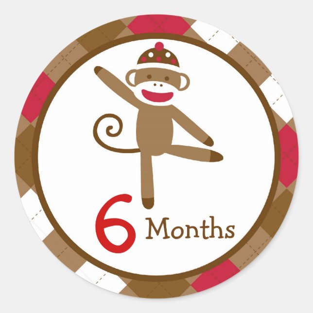Sock Monkey Monthly Milestone Stickers (Front)