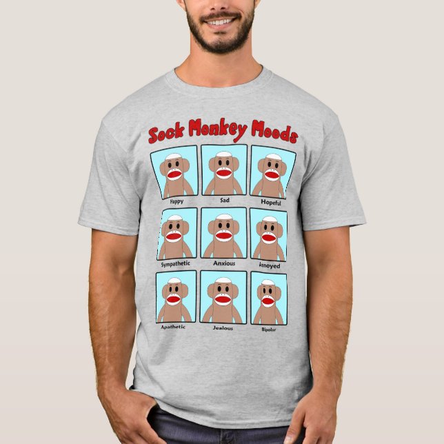 Sock Monkey Moods colored T-Shirt (Front)