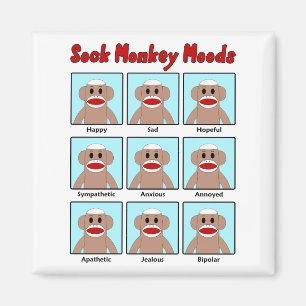 Sock Monkey Moods Magnet