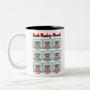 Sock Monkey Moods Two-Tone Coffee Mug