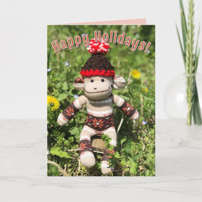 Sock Monkey - Nordique Cartes de Noël (Devant)