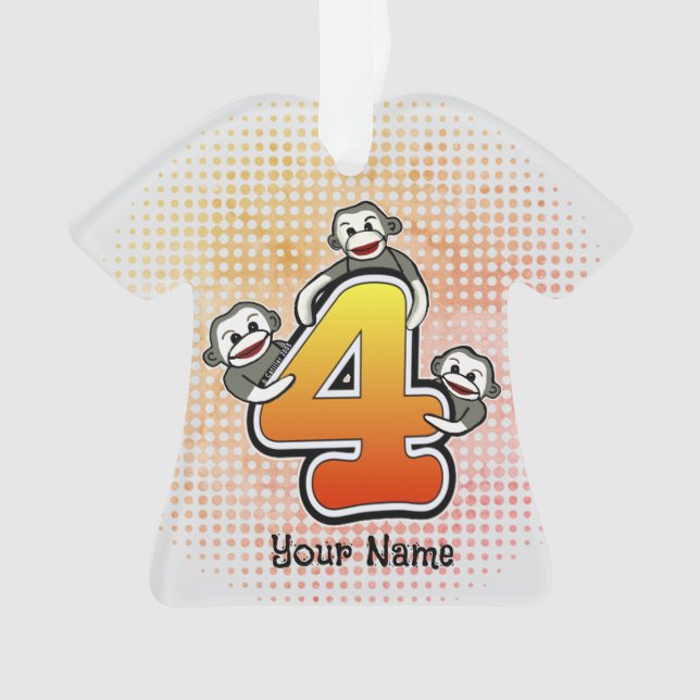 Sock Monkey  Number 4 Ornament (Front)