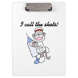 Sock Monkey Nurse I Call the Shots Clipboard