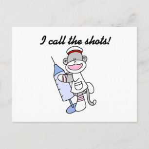Sock Monkey Nurse I Call the Shots Gifts Postcard