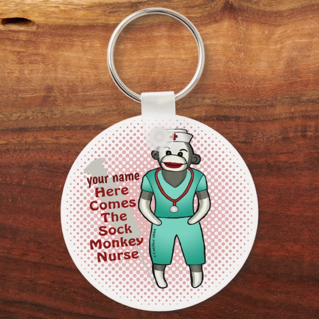 Sock Monkey Nurse keychain (Front)