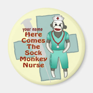 Sock Monkey Nurse  Magnet