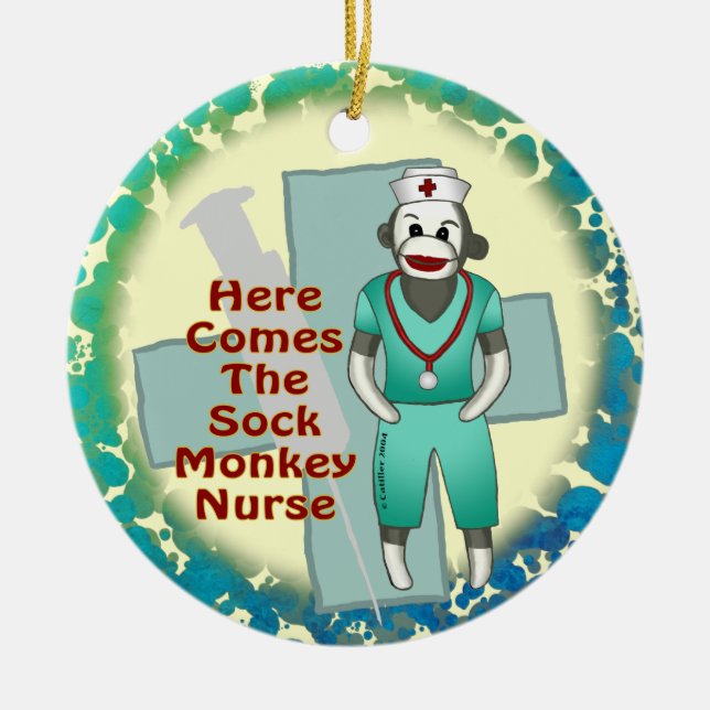 Sock Monkey Nurse ornament (Front)