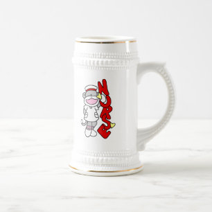 Sock Monkey Nurse T-shirts and Gifts Beer Stein